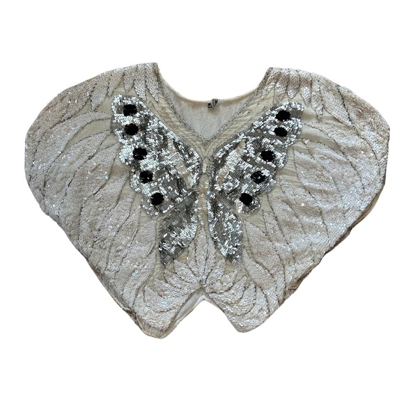 Vintage 100% Silk Sequin Butterfly Top- RARE - Picture 1 of 8
